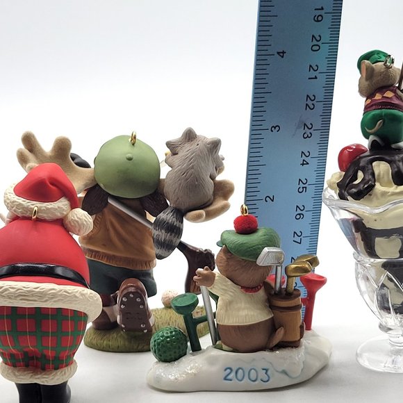 Hallmark Christmas Ornaments 4 Golfers Santa Moose Gopher Mouse 1999 2003  2005 - Picture 9 of 15